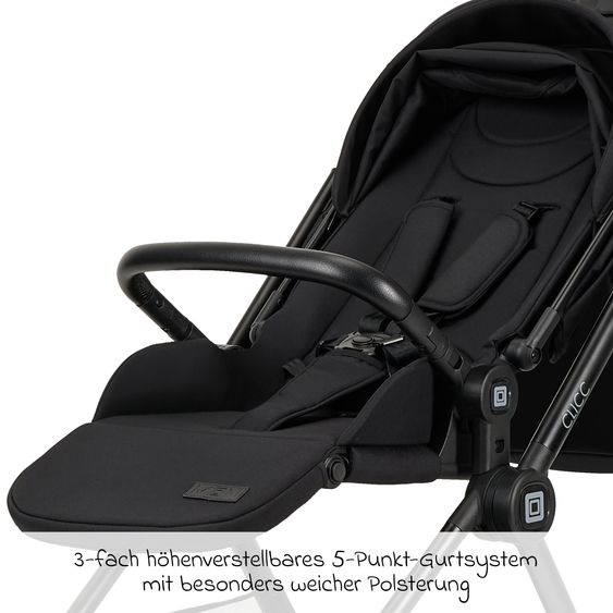 Moon 2in1 Kombi-Kinderwagen-Set Clicc bis 22 kg belastbar - umsetzbare Sitzeinheit, Babywanne, Teleskopschieber, Wickeltasche, Fußsack & Zubehör - Black Melange