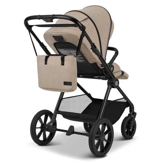 Moon 2in1 Kombi-Kinderwagen-Set Clicc bis 22 kg belastbar - umsetzbare Sitzeinheit, Babywanne, Teleskopschieber, Wickeltasche, Fußsack & Zubehör - Mud Melange