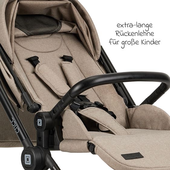 Moon 2in1 Kombi-Kinderwagen-Set Clicc bis 22 kg belastbar - umsetzbare Sitzeinheit, Babywanne, Teleskopschieber, Wickeltasche, Fußsack & Zubehör - Mud Melange