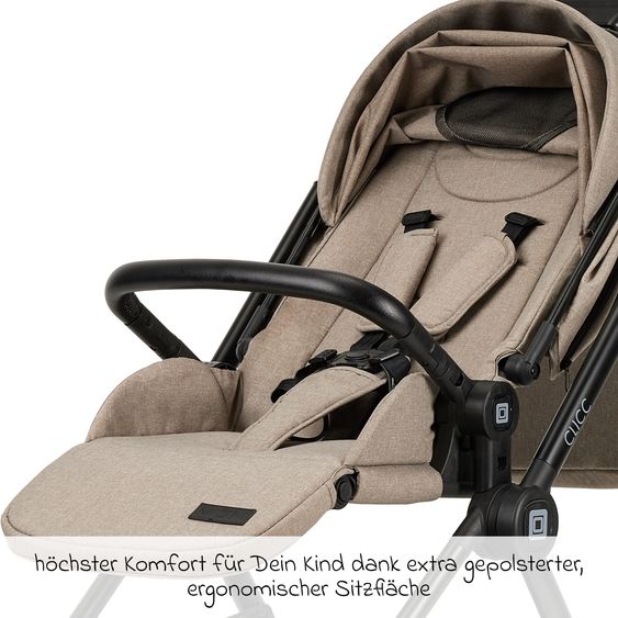 Moon 2in1 Kombi-Kinderwagen-Set Clicc bis 22 kg belastbar - umsetzbare Sitzeinheit, Babywanne, Teleskopschieber, Wickeltasche, Fußsack & Zubehör - Mud Melange