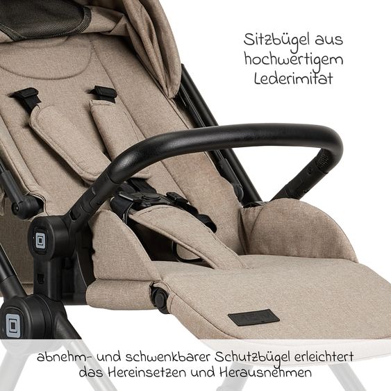 Moon 2in1 Kombi-Kinderwagen-Set Clicc bis 22 kg belastbar - umsetzbare Sitzeinheit, Babywanne, Teleskopschieber, Wickeltasche, Fußsack & Zubehör - Mud Melange