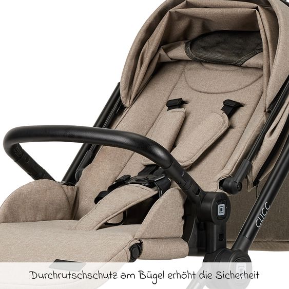 Moon 2in1 Kombi-Kinderwagen-Set Clicc bis 22 kg belastbar - umsetzbare Sitzeinheit, Babywanne, Teleskopschieber, Wickeltasche, Fußsack & Zubehör - Mud Melange