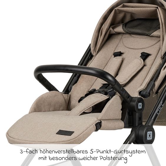 Moon 2in1 Kombi-Kinderwagen-Set Clicc bis 22 kg belastbar - umsetzbare Sitzeinheit, Babywanne, Teleskopschieber, Wickeltasche, Fußsack & Zubehör - Mud Melange