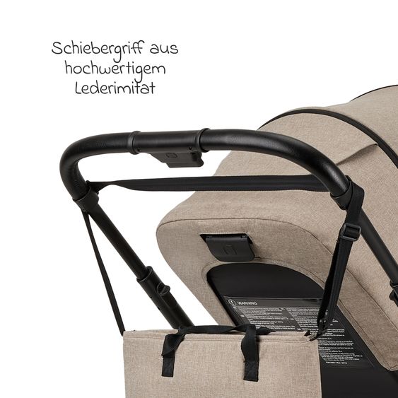 Moon 2in1 Kombi-Kinderwagen-Set Clicc bis 22 kg belastbar - umsetzbare Sitzeinheit, Babywanne, Teleskopschieber, Wickeltasche, Fußsack & Zubehör - Mud Melange