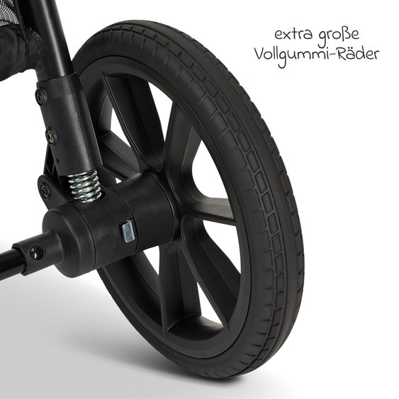 Moon 2in1 Kombi-Kinderwagen-Set Clicc bis 22 kg belastbar - umsetzbare Sitzeinheit, Babywanne, Teleskopschieber, Wickeltasche, Fußsack & Zubehör - Mud Melange
