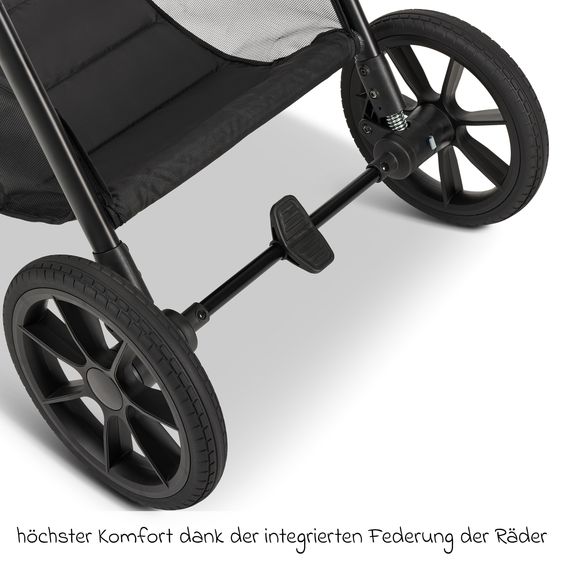 Moon 2in1 Kombi-Kinderwagen-Set Clicc bis 22 kg belastbar - umsetzbare Sitzeinheit, Babywanne, Teleskopschieber, Wickeltasche, Fußsack & Zubehör - Mud Melange