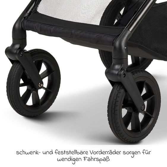 Moon 2in1 Kombi-Kinderwagen-Set Clicc bis 22 kg belastbar - umsetzbare Sitzeinheit, Babywanne, Teleskopschieber, Wickeltasche, Fußsack & Zubehör - Mud Melange