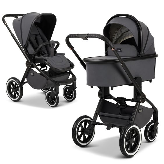 Moon 2in1 Kombi-Kinderwagen Resea+ bis 22 kg belastbar - Luftreifen, umsetzbare Sitzeinheit, Babywanne &Teleskopschieber, - Edition - Anthrazit