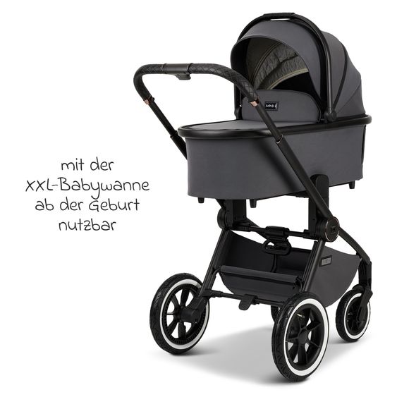 Moon 2in1 Kombi-Kinderwagen Resea+ bis 22 kg belastbar - Luftreifen, umsetzbare Sitzeinheit, Babywanne &Teleskopschieber, - Edition - Anthrazit