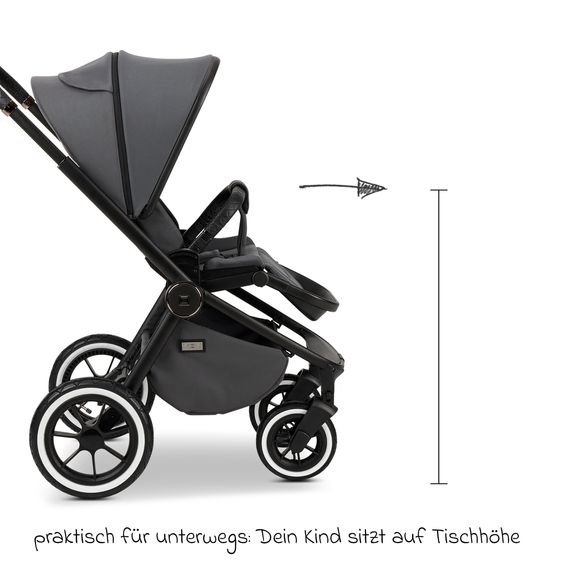 Moon 2in1 Kombi-Kinderwagen Resea+ bis 22 kg belastbar - Luftreifen, umsetzbare Sitzeinheit, Babywanne &Teleskopschieber, - Edition - Anthrazit