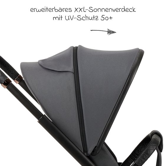 Moon 2in1 Kombi-Kinderwagen Resea+ bis 22 kg belastbar - Luftreifen, umsetzbare Sitzeinheit, Babywanne &Teleskopschieber, - Edition - Anthrazit