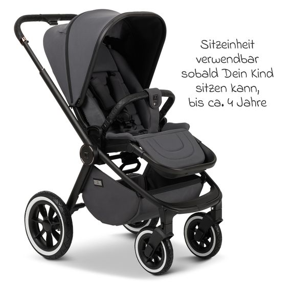 Moon 2in1 Kombi-Kinderwagen Resea+ bis 22 kg belastbar - Luftreifen, umsetzbare Sitzeinheit, Babywanne &Teleskopschieber, - Edition - Anthrazit