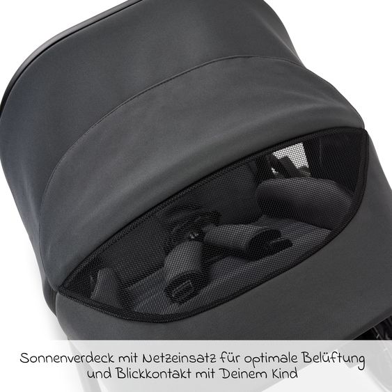 Moon 2in1 Kombi-Kinderwagen Resea+ bis 22 kg belastbar - Luftreifen, umsetzbare Sitzeinheit, Babywanne &Teleskopschieber, - Edition - Anthrazit