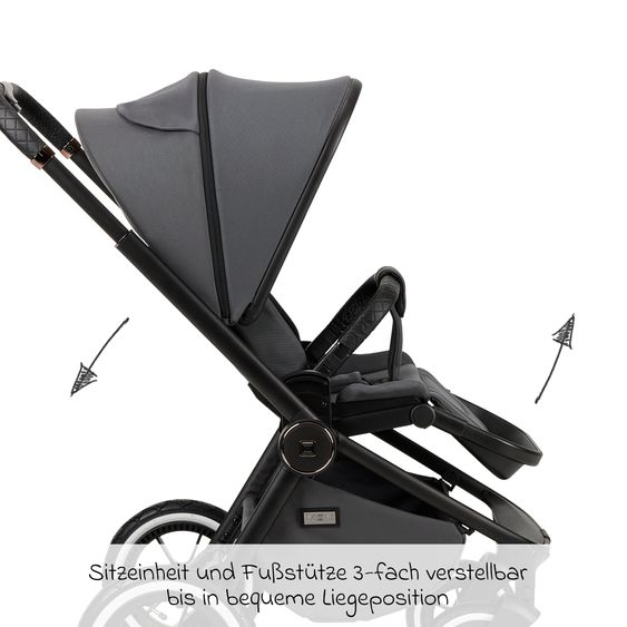 Moon 2in1 Kombi-Kinderwagen Resea+ bis 22 kg belastbar - Luftreifen, umsetzbare Sitzeinheit, Babywanne &Teleskopschieber, - Edition - Anthrazit