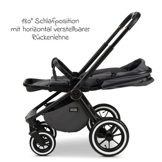 Moon 2in1 Kombi-Kinderwagen Resea+ bis 22 kg belastbar - Luftreifen, umsetzbare Sitzeinheit, Babywanne &Teleskopschieber, - Edition - Anthrazit