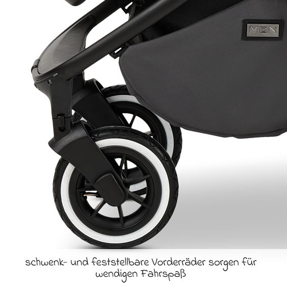 Moon 2in1 Kombi-Kinderwagen Resea+ bis 22 kg belastbar - Luftreifen, umsetzbare Sitzeinheit, Babywanne &Teleskopschieber, - Edition - Anthrazit