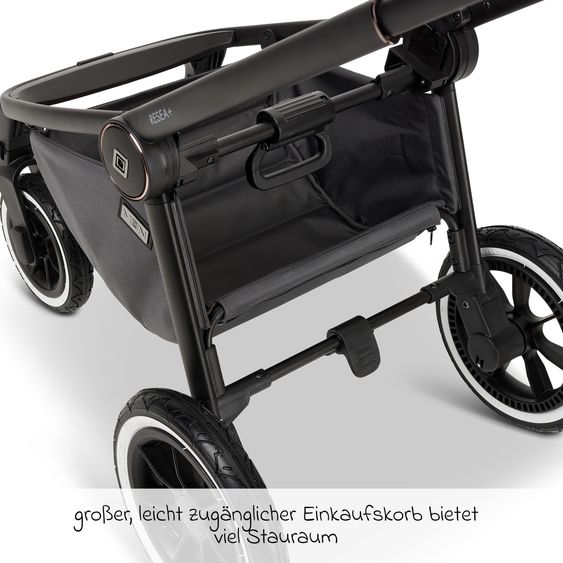 Moon 2in1 Kombi-Kinderwagen Resea+ bis 22 kg belastbar - Luftreifen, umsetzbare Sitzeinheit, Babywanne &Teleskopschieber, - Edition - Anthrazit