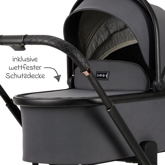 Moon 2in1 Kombi-Kinderwagen Resea+ bis 22 kg belastbar - Luftreifen, umsetzbare Sitzeinheit, Babywanne &Teleskopschieber, - Edition - Anthrazit