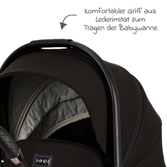 Moon 2in1 Kombi-Kinderwagen Resea+ bis 22 kg belastbar - Luftreifen, umsetzbare Sitzeinheit, Babywanne &Teleskopschieber, - Edition - Black