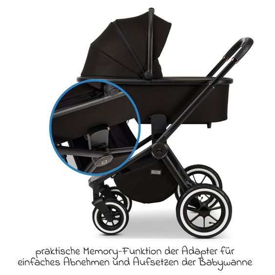 Moon 2in1 Kombi-Kinderwagen Resea+ bis 22 kg belastbar - Luftreifen, umsetzbare Sitzeinheit, Babywanne &Teleskopschieber, - Edition - Black