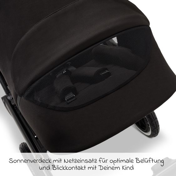 Moon 2in1 Kombi-Kinderwagen Resea+ bis 22 kg belastbar - Luftreifen, umsetzbare Sitzeinheit, Babywanne &Teleskopschieber, - Edition - Black