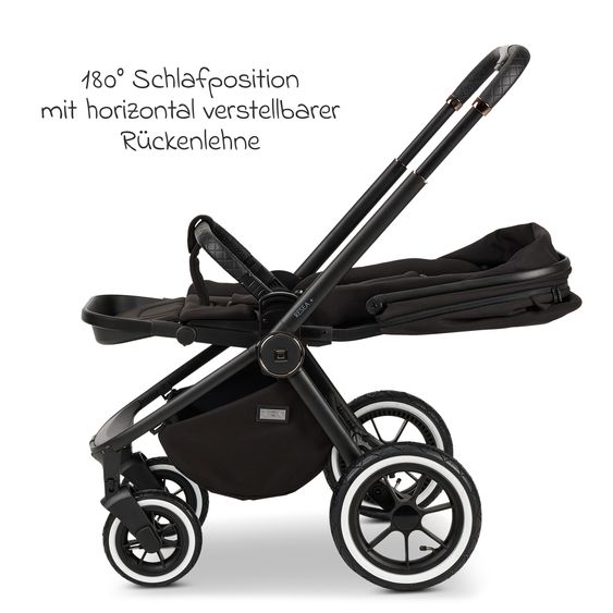 Moon 2in1 Kombi-Kinderwagen Resea+ bis 22 kg belastbar - Luftreifen, umsetzbare Sitzeinheit, Babywanne &Teleskopschieber, - Edition - Black