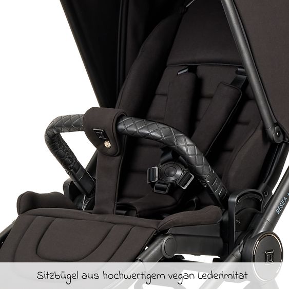 Moon 2in1 Kombi-Kinderwagen Resea+ bis 22 kg belastbar - Luftreifen, umsetzbare Sitzeinheit, Babywanne &Teleskopschieber, - Edition - Black