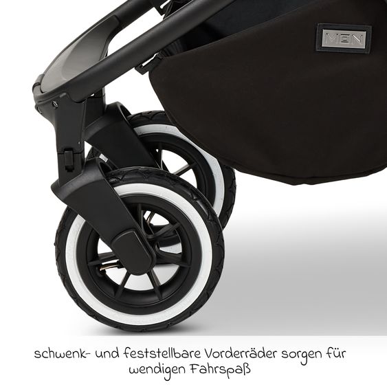 Moon 2in1 Kombi-Kinderwagen Resea+ bis 22 kg belastbar - Luftreifen, umsetzbare Sitzeinheit, Babywanne &Teleskopschieber, - Edition - Black