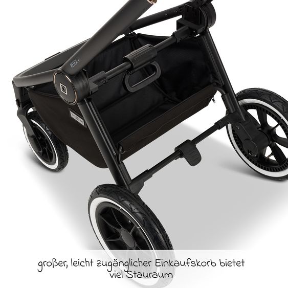 Moon 2in1 Kombi-Kinderwagen Resea+ bis 22 kg belastbar - Luftreifen, umsetzbare Sitzeinheit, Babywanne &Teleskopschieber, - Edition - Black