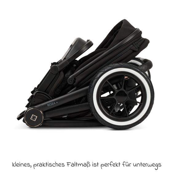 Moon 2in1 Kombi-Kinderwagen Resea+ bis 22 kg belastbar - Luftreifen, umsetzbare Sitzeinheit, Babywanne &Teleskopschieber, - Edition - Black