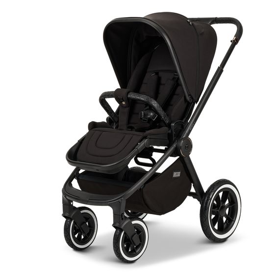 Moon 2in1 Kombi-Kinderwagen Resea+ bis 22 kg belastbar - Luftreifen, umsetzbare Sitzeinheit, Babywanne &Teleskopschieber, - Edition - Black