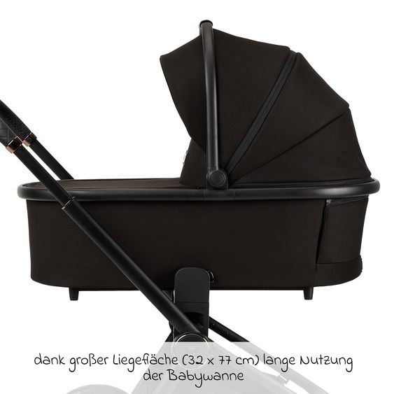 Moon 2in1 Kombi-Kinderwagen Resea+ bis 22 kg belastbar - Luftreifen, umsetzbare Sitzeinheit, Babywanne &Teleskopschieber, - Edition - Black