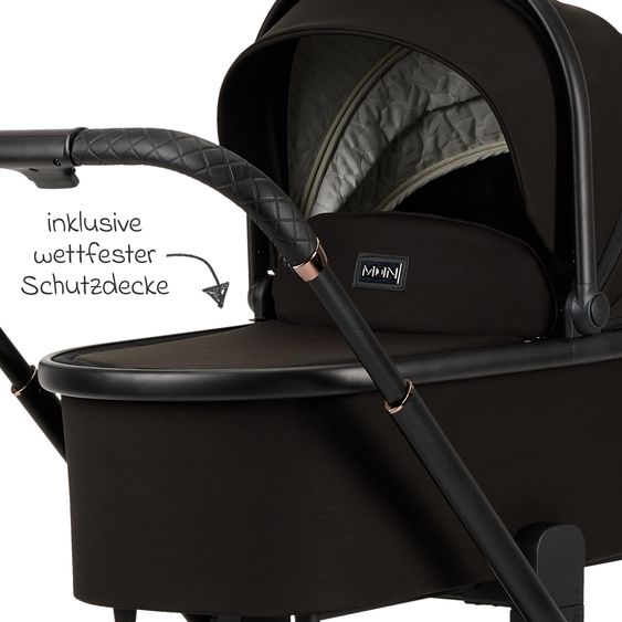 Moon 2in1 Kombi-Kinderwagen Resea+ bis 22 kg belastbar - Luftreifen, umsetzbare Sitzeinheit, Babywanne &Teleskopschieber, - Edition - Black