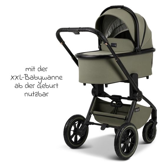 Moon 2in1 Kombi-Kinderwagen Resea+ bis 22 kg belastbar - Luftreifen, umsetzbare Sitzeinheit, Babywanne &Teleskopschieber, - Edition - Moss Green