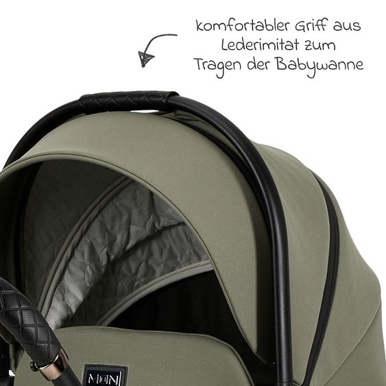 Moon 2in1 Kombi-Kinderwagen Resea+ bis 22 kg belastbar - Luftreifen, umsetzbare Sitzeinheit, Babywanne &Teleskopschieber, - Edition - Moss Green