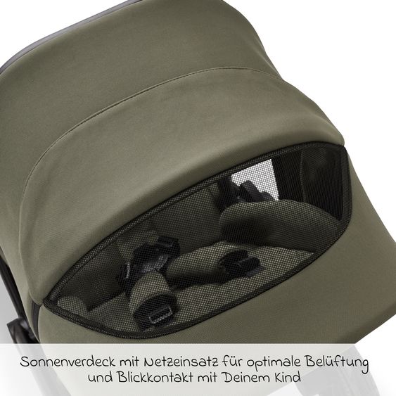 Moon 2in1 Kombi-Kinderwagen Resea+ bis 22 kg belastbar - Luftreifen, umsetzbare Sitzeinheit, Babywanne &Teleskopschieber, - Edition - Moss Green