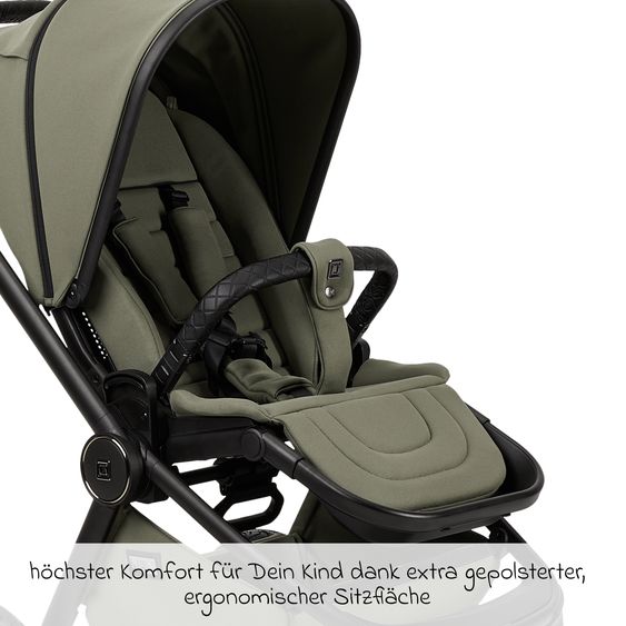 Moon 2in1 Kombi-Kinderwagen Resea+ bis 22 kg belastbar - Luftreifen, umsetzbare Sitzeinheit, Babywanne &Teleskopschieber, - Edition - Moss Green