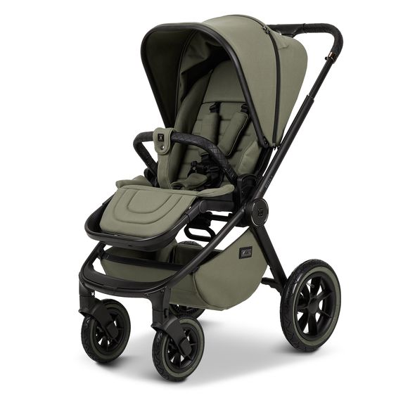 Moon 2in1 Kombi-Kinderwagen Resea+ bis 22 kg belastbar - Luftreifen, umsetzbare Sitzeinheit, Babywanne &Teleskopschieber, - Edition - Moss Green