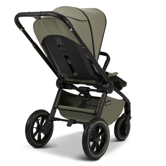 Moon 2in1 Kombi-Kinderwagen Resea+ bis 22 kg belastbar - Luftreifen, umsetzbare Sitzeinheit, Babywanne &Teleskopschieber, - Edition - Moss Green