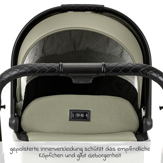 Moon 2in1 Kombi-Kinderwagen Resea+ bis 22 kg belastbar - Luftreifen, umsetzbare Sitzeinheit, Babywanne &Teleskopschieber, - Edition - Moss Green