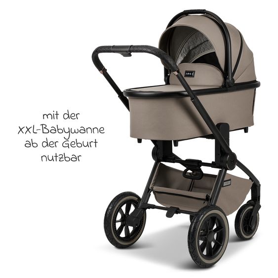 Moon 2in1 Kombi-Kinderwagen Resea + bis 22 kg belastbar - Luftreifen, umsetzbare Sitzeinheit, Babywanne &Teleskopschieber, - Edition - Mud