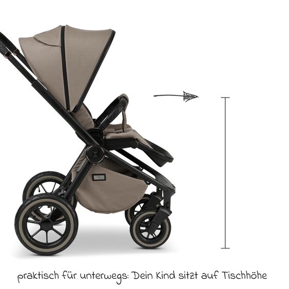 Moon 2in1 Kombi-Kinderwagen Resea + bis 22 kg belastbar - Luftreifen, umsetzbare Sitzeinheit, Babywanne &Teleskopschieber, - Edition - Mud