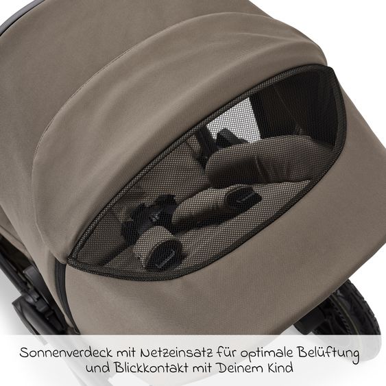 Moon 2in1 Kombi-Kinderwagen Resea + bis 22 kg belastbar - Luftreifen, umsetzbare Sitzeinheit, Babywanne &Teleskopschieber, - Edition - Mud