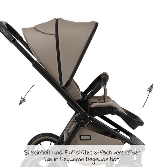 Moon 2in1 Kombi-Kinderwagen Resea + bis 22 kg belastbar - Luftreifen, umsetzbare Sitzeinheit, Babywanne &Teleskopschieber, - Edition - Mud