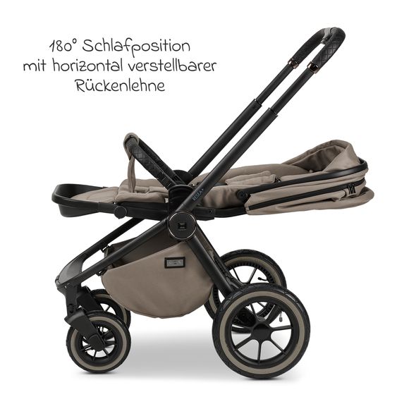 Moon 2in1 Kombi-Kinderwagen Resea + bis 22 kg belastbar - Luftreifen, umsetzbare Sitzeinheit, Babywanne &Teleskopschieber, - Edition - Mud