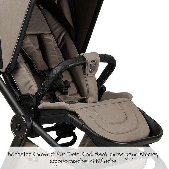 Moon 2in1 Kombi-Kinderwagen Resea + bis 22 kg belastbar - Luftreifen, umsetzbare Sitzeinheit, Babywanne &Teleskopschieber, - Edition - Mud