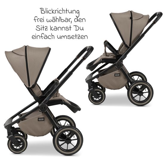 Moon 2in1 Kombi-Kinderwagen Resea + bis 22 kg belastbar - Luftreifen, umsetzbare Sitzeinheit, Babywanne &Teleskopschieber, - Edition - Mud