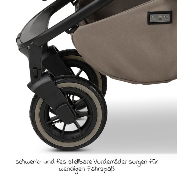 Moon 2in1 Kombi-Kinderwagen Resea + bis 22 kg belastbar - Luftreifen, umsetzbare Sitzeinheit, Babywanne &Teleskopschieber, - Edition - Mud