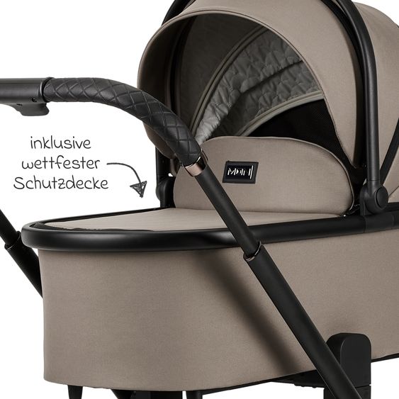 Moon 2in1 Kombi-Kinderwagen Resea + bis 22 kg belastbar - Luftreifen, umsetzbare Sitzeinheit, Babywanne &Teleskopschieber, - Edition - Mud