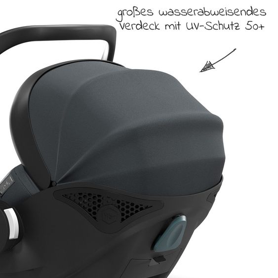 Moon Babyschale Plus1 Gr.0+ ab Geburt bis 15 Monate (ab Geburt -13 kg) inkl. Sitzverkeinerer & Sonnenverdeck - Antrazit